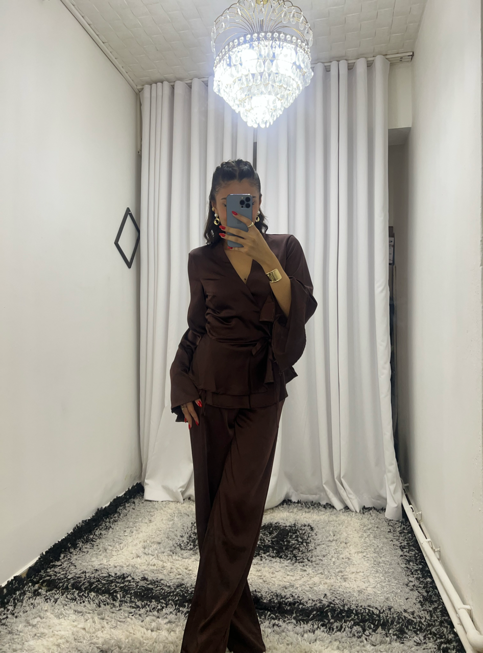 Saten Acı Kahve Alt Üst Takım