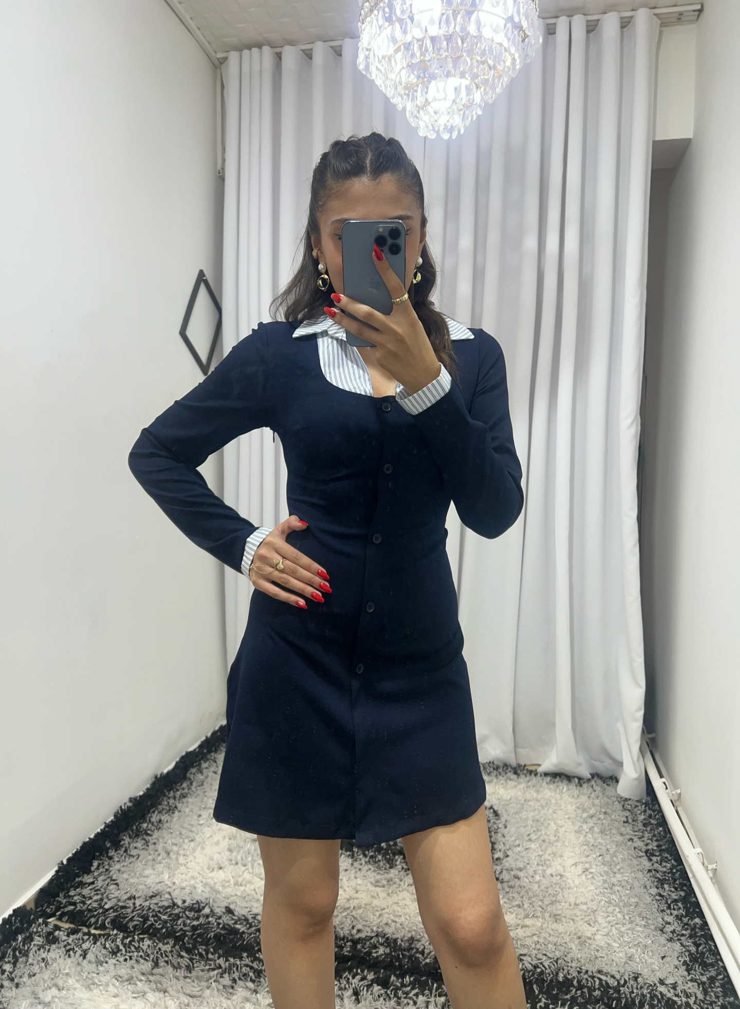 Gömlek Yaka Ekose Elbise