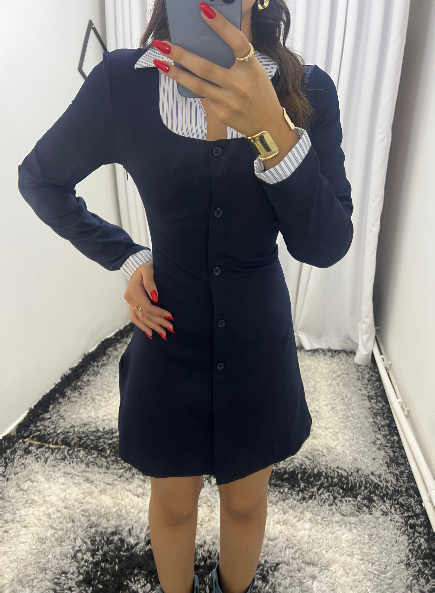 Gömlek Yaka Ekose Elbise