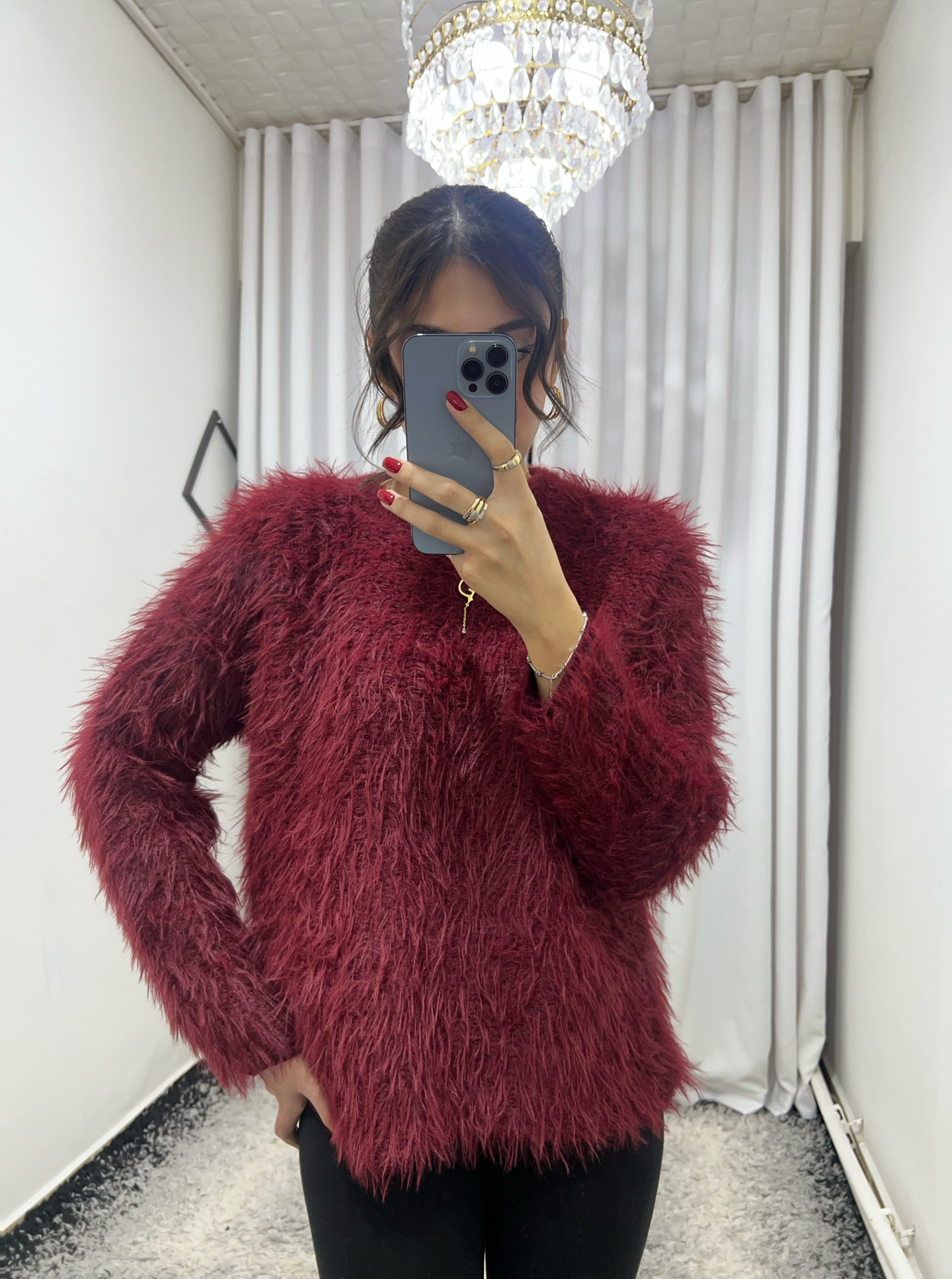 Tüylü Sakallı Bordo Kazak