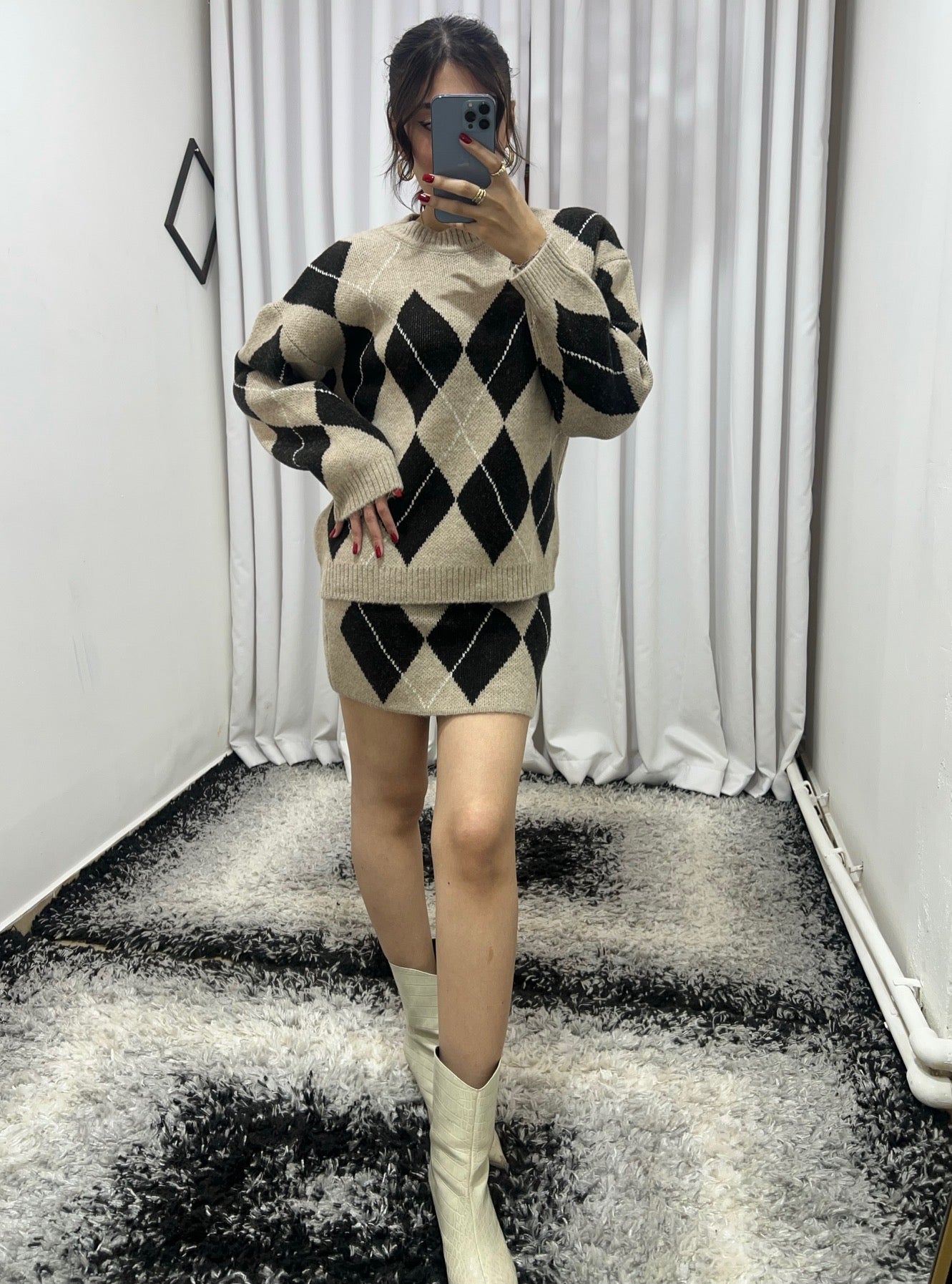 Baklava Desenli Triko Takımı