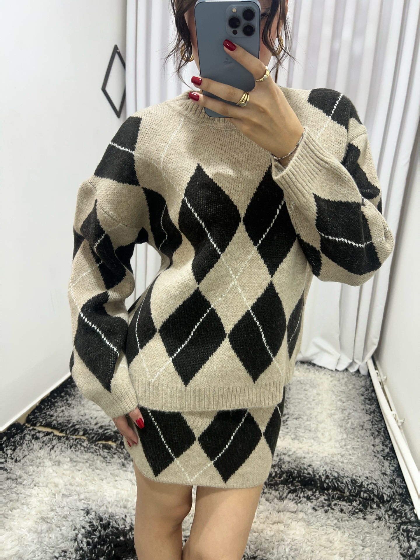 Baklava Desenli Triko Takımı