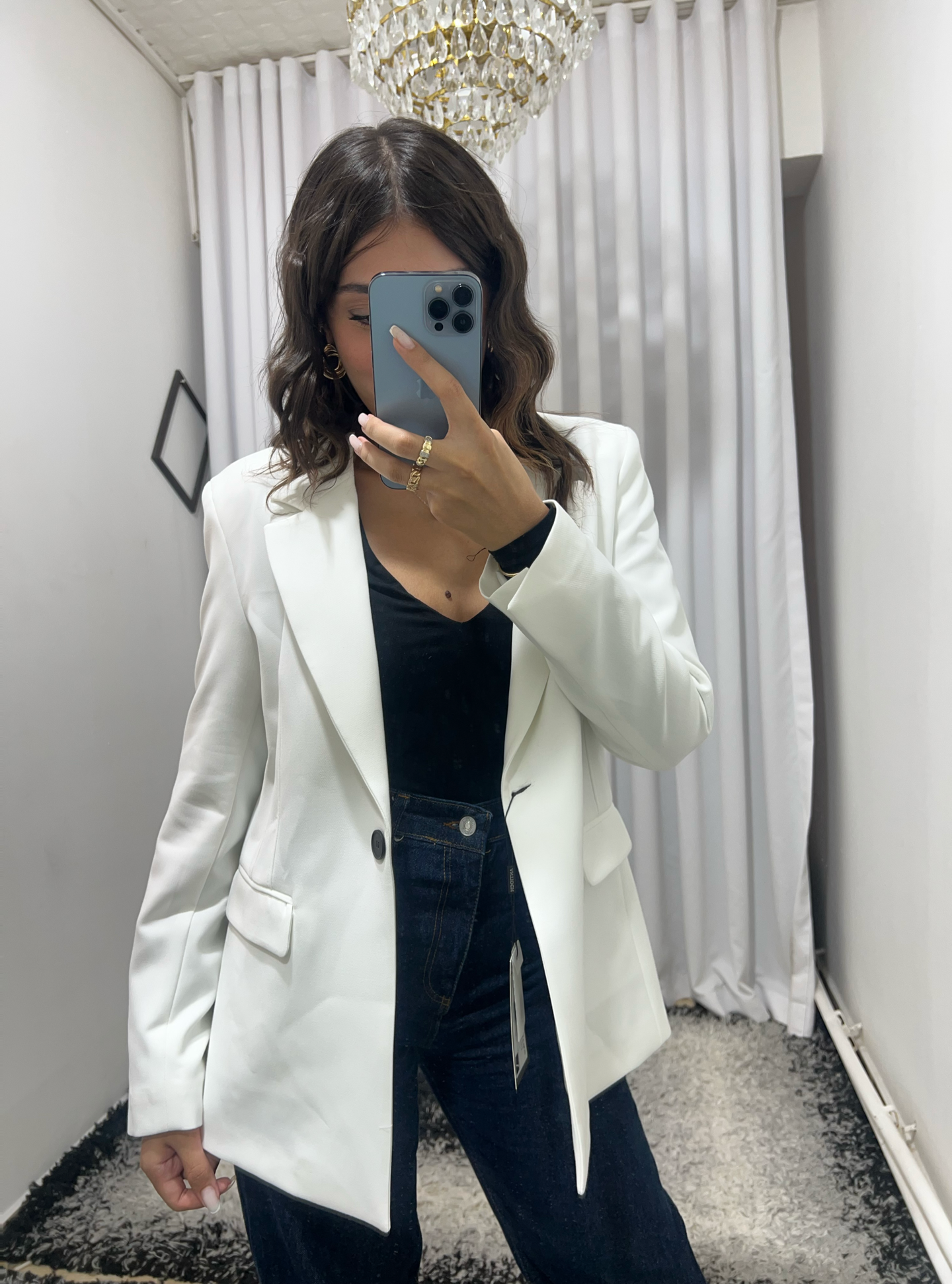 Tek Düğmeli Beyaz Blazer Ceket