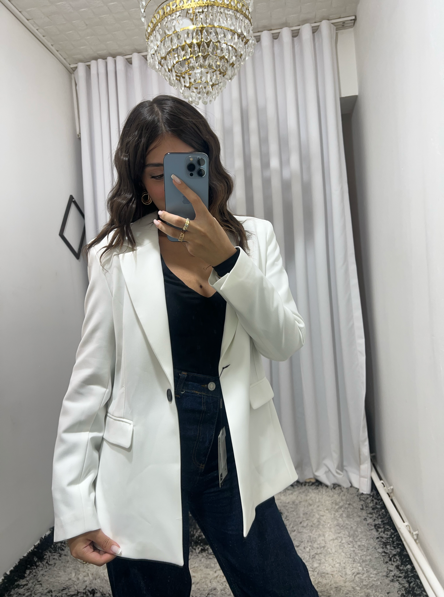 Tek Düğmeli Beyaz Blazer Ceket