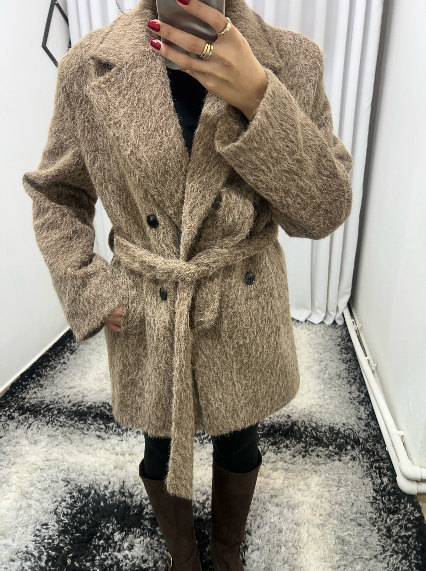 Moher Dokulu Camel Kaşe Kaban