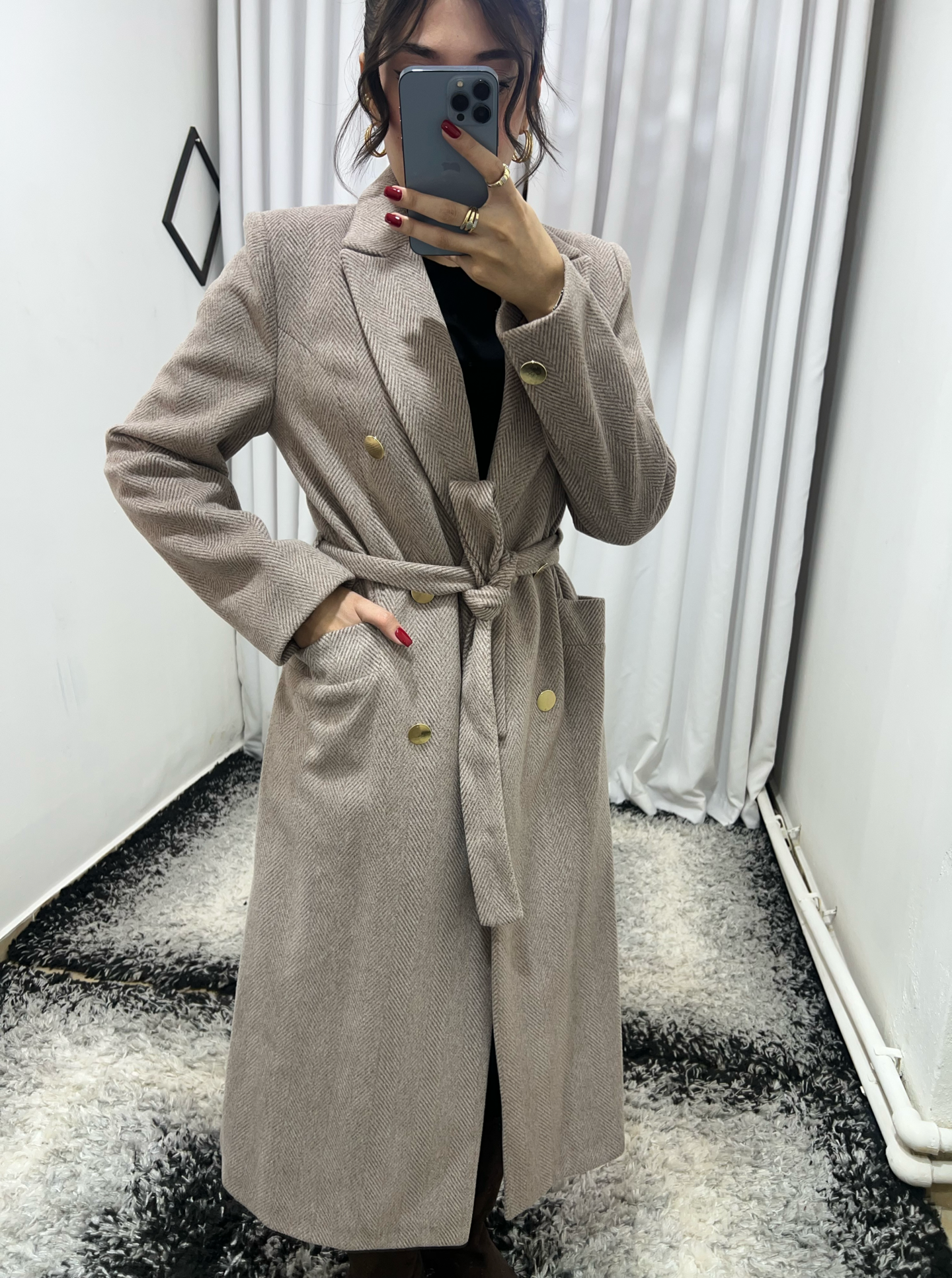 Vizon Renk Kaşe Kaban