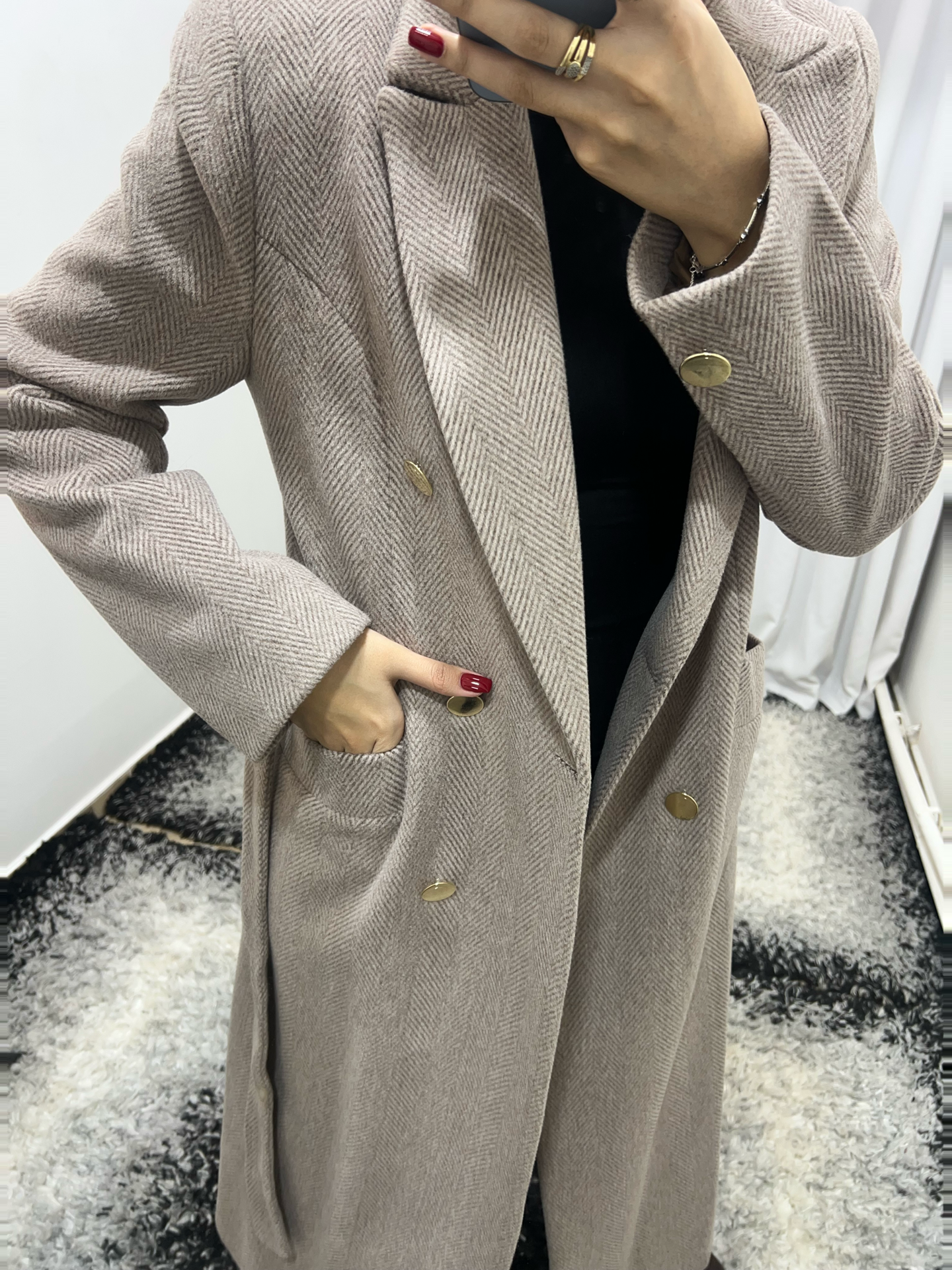 Vizon Renk Kaşe Kaban