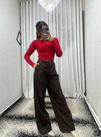 Acı Kahve Palazzo Kumaş Pantolon