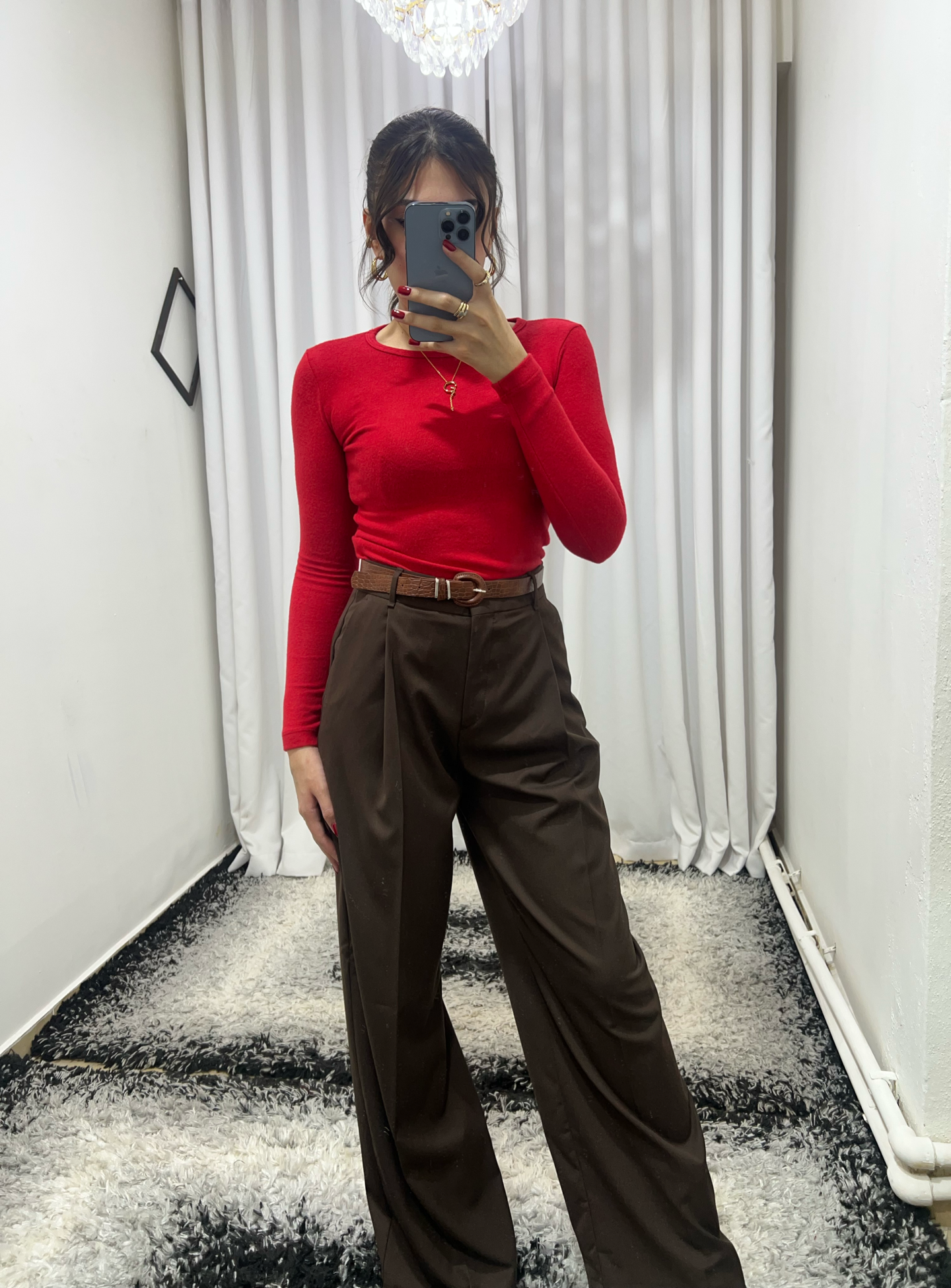 Acı Kahve Palazzo Kumaş Pantolon